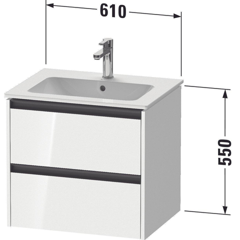 Duravit Ketho.2 Wastafelonderbouwkast - met 2 laden - 61x48x55cm - met grepen antraciet - wit mat SW772344