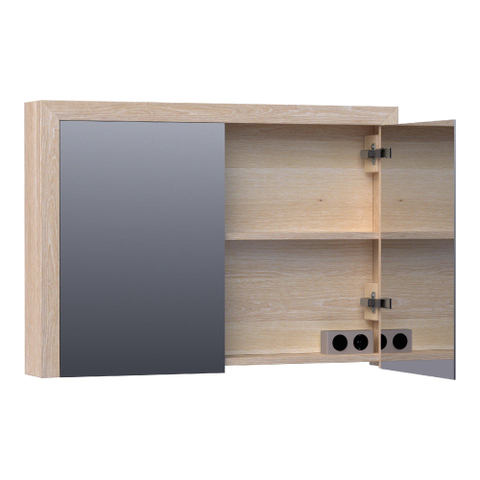 BRAUER Rise armoire de toilette – 99 x 70 x 15 cm – sans éclairage – 2 portes, portes-miroir double face – Chêne blanc SW223489