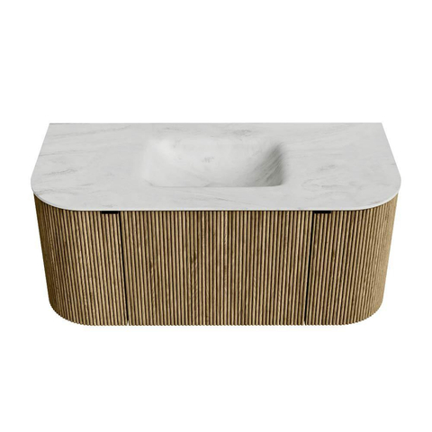 Mondiaz KURVE-DLUX Ensemble de meuble de salle de bains - 100x46x40cm - 1 tiroir - 2 portes - lavabo solid surface - central - sans trou de robinet - Dusk SW1415060