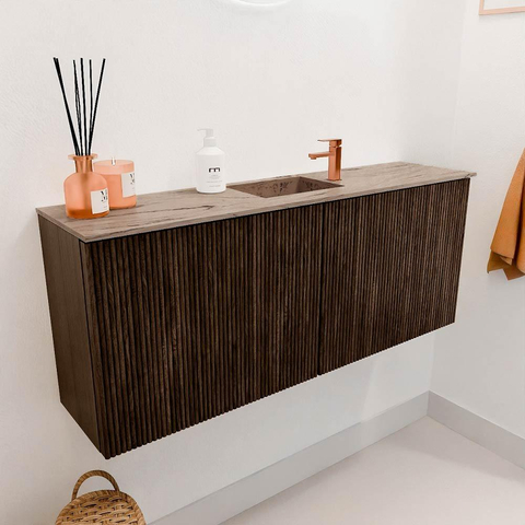 Mondiaz JOYA-DLUX 100cm toiletmeubel - kleur Walnut - Wastafel FAYE positie Midden 1 kraangat kleur Arena. SW1424340