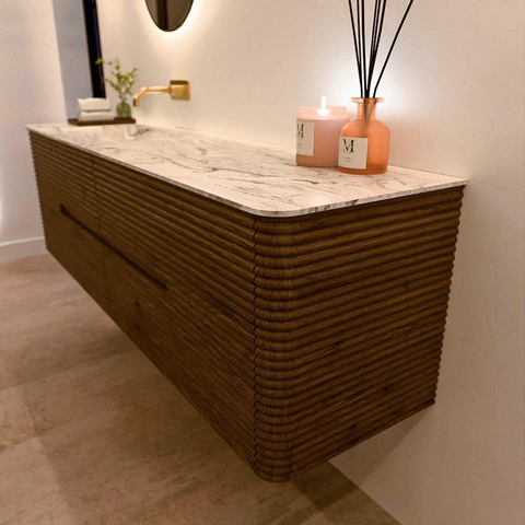 Mondiaz CIRO-DLUX Badkamermeubelset - 170x45x50cm - Solid surface wastafel Glace - 1 wasbak Links - zonder kraangaten - 4 lades - Dusk SW1533000