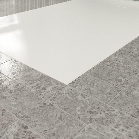 Villeroy & Boch Ecora douchebak - 150x90x3.5cm - afvoer korte zijde - stone white (wit) SW1559023