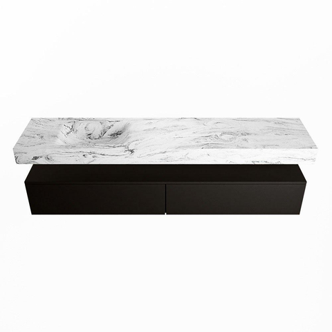 Mondiaz ALAN-DLUX Ensemble de meuble - 200cm - meuble Urban mat - 2 tiroirs - Lavabo Cloud Glace suspendu - vasque Gauche - 1 trou de robinet SW805688