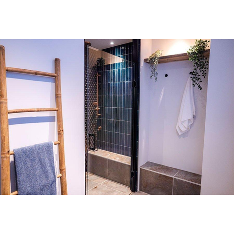 BRAUER Créer Porte de douche - 100x200cm - sans profil - anti-calcaire - verre de sécurité 8mm - noir mat SW223718
