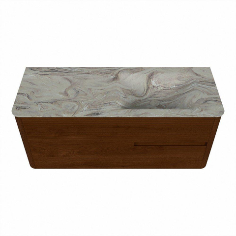 Mondiaz CIRO-DLUX Badkamermeubelset - 120x45x50cm - Solid surface wastafel Glace - 1 wasbak Rechts - 1 kraangat - 2 lades - Ruby SW1531660
