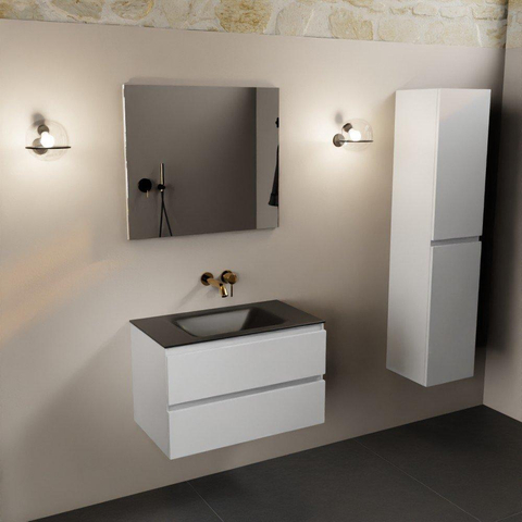 Mondiaz Aivy badmeubelset - 80x45x50cm - 0 kraangaten - 1 wasbak urban Solid surface - Midden - 2 lades - Zonder spiegel - MDF Talc SW892389