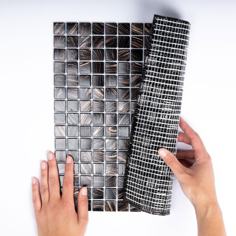 The Mosaic Factory Amsterdam mozaïektegel - 32.2x32.2cm - wand en vloertegel - Vierkant - Glas Black glans SW62137