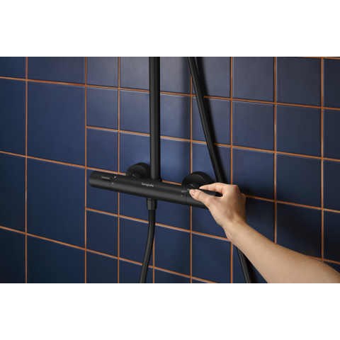 Hansgrohe Activera S ensemble de douche pluie apparent – thermostatique – douche de tête Ø 24 cm – douchette 2 jets – noir mat SW1388233