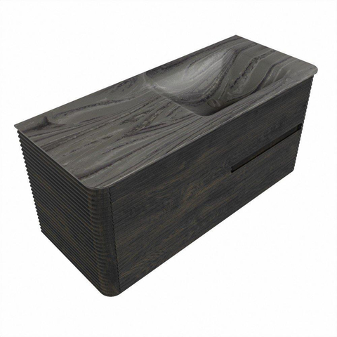 Mondiaz CIRO-DLUX Badkamermeubelset - 110x45x50cm - Solid surface wastafel Sombra - 1 wasbak Rechts - zonder kraangaten - 2 lades - Shadow SW1532794