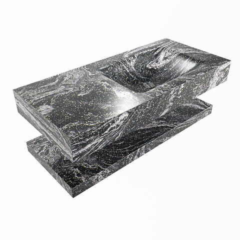 Mondiaz ALAN-DLUX Ensemble de meuble - 100cm - meuble Lava mat - 0 tiroirs - Lavabo Cloud Lava suspendu - vasque Droite - 1 trou de robinet SW809232