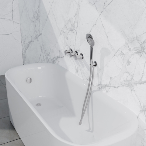 Fortifura Nebbio Badcombinatie-set - thermostaatkraan - wandaansluitbocht - met handdouchehouder - gladde doucheslang - ronde handdouche - badvulcombinatie - hoogglans chroom SW1238002