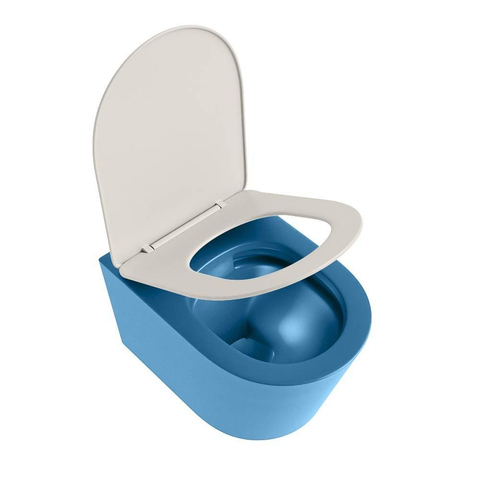 Mondiaz LAVIE hangtoilet – spoelrandloos – 36 x 53 cm – met softclose zitting – Jeans (blauw), zitting Linen (offwhite) SW1208651