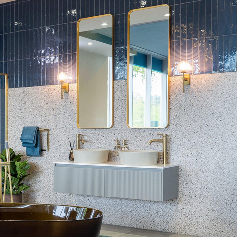 Saniclass Retro Line miroir – rectangle – 50 x 140 cm – Or mat SW643422