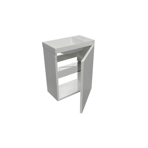 Arcqua Luna Ensemble fontaine 54.3x39.7x21.8cm Brillant Blanc avec vasque en marbre avec trop-plein brillant blanc SW519670