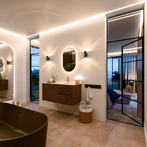 Mondiaz CIRO-DLUX Ensemble de meuble de salle de bains - 110x45x50cm - lavabo en solid surface Glace - 1 vasque à droite - 1 trou de robinet - 2 tiroirs - Dusk SW1532972
