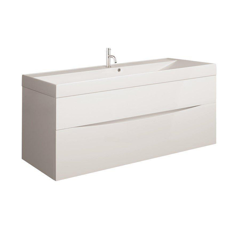 Crosswater Glide II Badmeubelset - 100x45x52cm - 2 lades - greeploos - wastafel ice white - 1 kraangat - glans wit (grijs) SW876800
