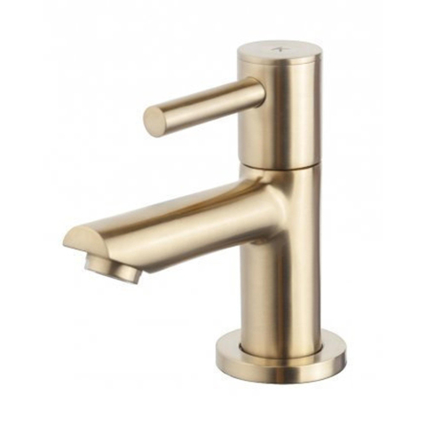 Wiesbaden Rhea S Fonteinset Rhea S mini - met fontein links quartz kraan sifon en afvoerplug - geborsteld messing (goud) SW539016