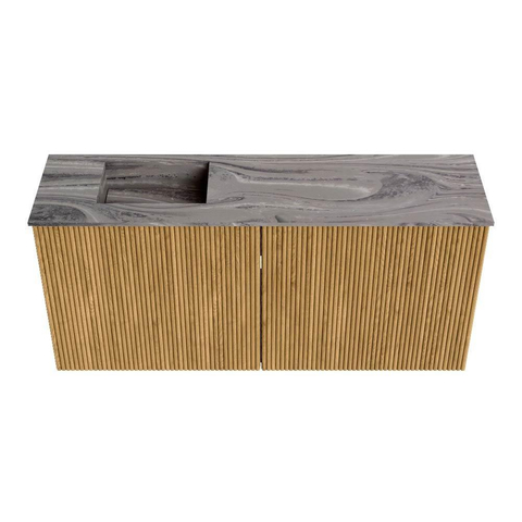 Mondiaz JOYA-DLUX 90cm toiletmeubel - kleur Oak - Wastafel FAYE positie Links 1 kraangat kleur Sombra. SW1424267