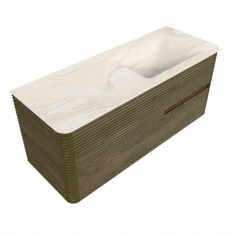 Mondiaz CIRO-DLUX Ensemble de meubles de salle de bains - 120x45x50cm - Plan-vasque solid surface Ostra - 1 vasque à droite - 1 trou de robinet - 2 tiroirs - Dusk SW1532916