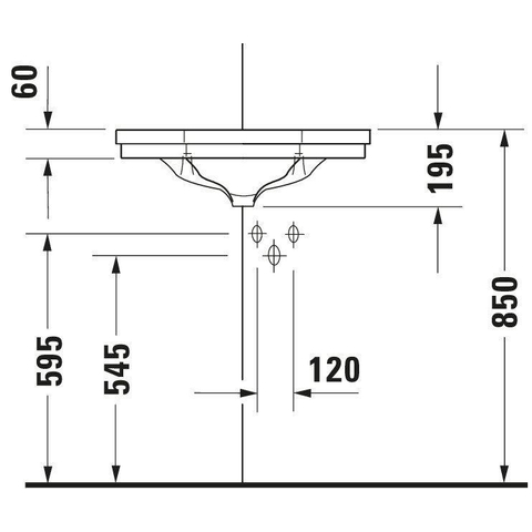 Duravit Serie 1930 Fontein - 59.5x45cm - 1 kraangat - met overloop gliss - wit 0296872