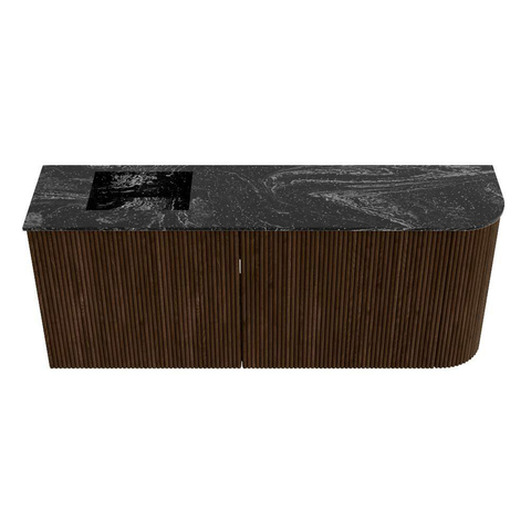 Mondiaz JOYA-DLUX Meuble de salle de bains 101.6cm - arrondi droite couleur Walnut - Vasque FAYE position Gauche Sans trou de robinet couleur Lava SW1422474