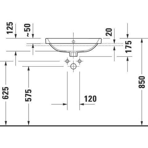Duravit No.1 Halfinbouwwastafel - 55x43.5cm - 1 kraangat - met overloop - glans wit SW723762