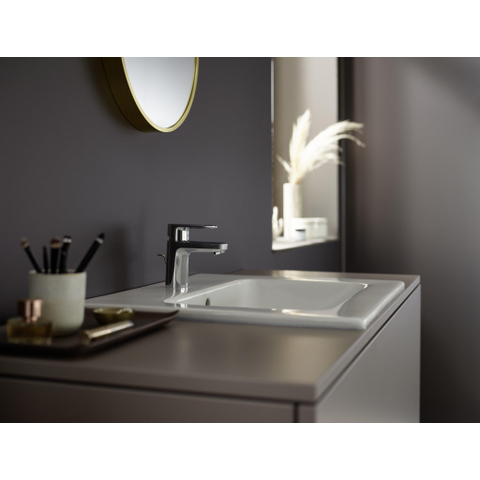 Hansgrohe Vernis Blend 1 greeps wastafelkraan - 70 brass - met trekwaste - hoogglans chroom SW651904