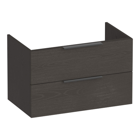 BRAUER Elevate meuble de salle de bains sous lavabo 80 sans poignées rapportées 2 tiroirs à fermeture douce et 1 découpe pour siphon - Timber Anthracite SW1200217
