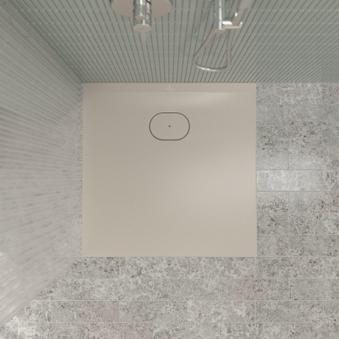 Villeroy & Boch Ecora douchebak - 80x80x3.5cm - afvoer korte zijde - almond (beige) SW1558921