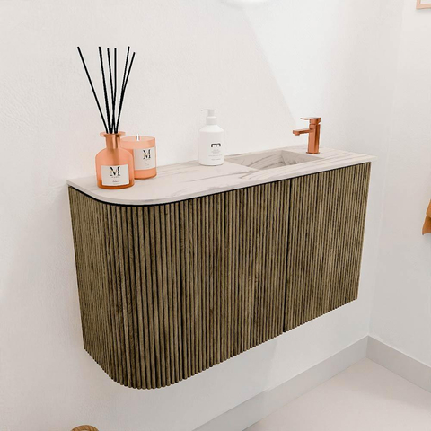 Mondiaz JOYA-DLUX 71.6cm toiletmeubel - ronding links kleur Dusk - Wastafel FAYE positie Rechts 1 kraangat kleur Nata. SW1425921