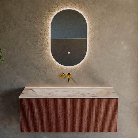MONDIAZ KURVE-DLUX Meuble de salle de bains 110cm couleur Ruby avec 1 tiroir et 0 porte. Lavabo BIG MEDIUM Central sans trou de robinet Nata. SW1432554