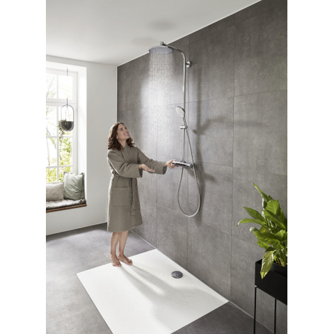 Hansgrohe Crometta s 240 - 1jet - showerpipe: - met Ecostat - 1001 CL douchekraan thermostatischHOH=15cm - met S - 24 - thermostaat - hoogglans chroom SW73210