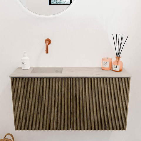 Mondiaz JOYA-DLUX 80cm toiletmeubel - kleur Dusk - Wastafel FAYE positie Links Zonder kraangat kleur Opalo. SW1423305