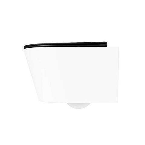 Mondiaz LAVIE hangtoilet – spoelrandloos – 36 x 53 cm – met softclose zitting – Talc (wit), zitting Urban (zwart) SW1208751