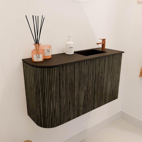 Mondiaz JOYA 71.6cm meuble de salle de bains - arrondi gauche couleur Shadow - Vasque FAYE position Droite 1 trou de robinet couleur Urban. SW1421505