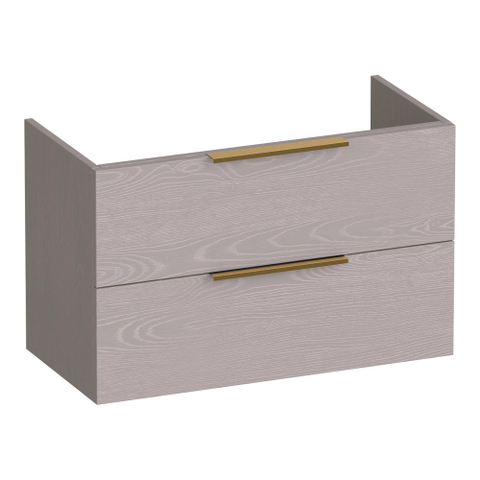 BRAUER Elevate meuble de salle de bains peu profond 80 sans poignées rapportées 2 tiroirs à fermeture douce et 1 découpe pour siphon - Timber Greige SW1200302