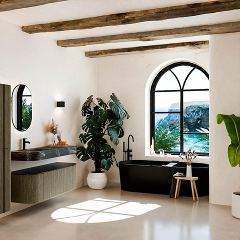 MONDIAZ THOR-DLUX Meuble de salle de bains 130cm arrondi gauche + droite couleur Shadow avec 1 tiroir et 2 portes. Vasque suspendue CLOUD Gauche 1 trou de robinet couleur Lava. SW1463730