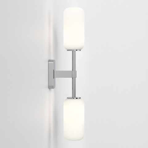 Astro Tacoma Twin Applique/Plafonnier - 230V - IP44 - cylindre - verre blanc - chrome SW1569663