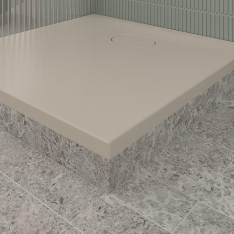 Villeroy & Boch Ecora douchebak - 80x80x3.5cm - afvoer korte zijde - almond (beige) SW1558921