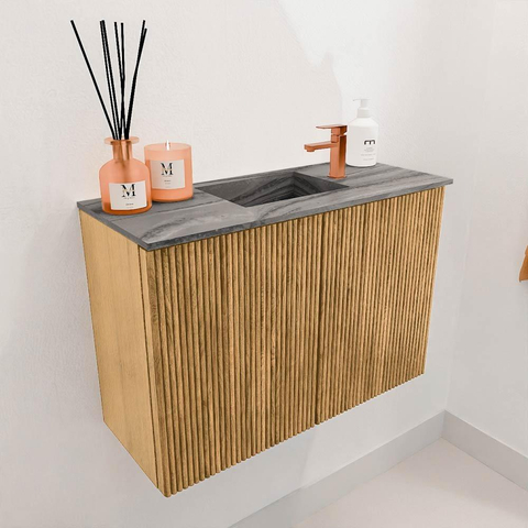Mondiaz JOYA-DLUX 60cm toiletmeubel - kleur Oak - Wastafel FAYE positie Midden 1 kraangat kleur Sombra. SW1424264