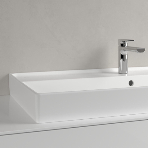Villeroy & Boch Collaro meubelwastafel - 100x47cm - met overloop - 1 kraangat CeramicPlus - Stone White (mat wit) SW358325