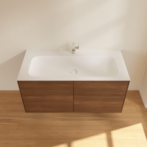 Villeroy & Boch finion wastafelonderbouwkast - met 4 laden - 119.6x59.1x49.8cm - voor meubelwastafel - 4164 - Walnut Veneer (mat hout) SW106680