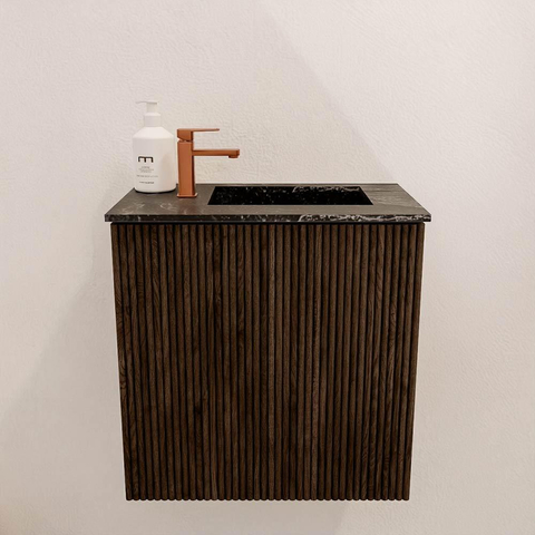 Mondiaz JOYA-DLUX Meuble de toilette 40cm - couleur Walnut - Vasque FAYE position Droite 1 trou de robinet couleur Lava. SW1422440