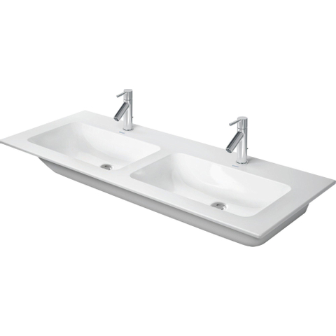 Duravit Me by starck lavabo - 130x49x18cm - double vasque - 2 trous de robinet - blanc mat SW297040
