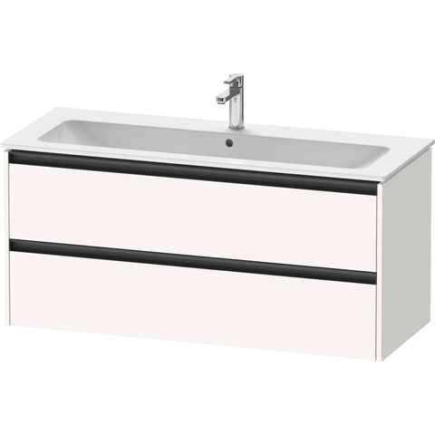 Duravit Ketho.2 Wastafelonderbouwkast - met 2 laden - voor enkele wastafel - 121x48x55cm - met grepen antraciet - wit supermat SW772744