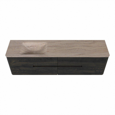 Mondiaz CIRO-DLUX Meuble de salle de bains complet - 180x45x50cm - Plan-vasque Solid surface Saba - 1 vasque à gauche - 1 trou de robinet - 4 tiroirs - Shadow SW1532784