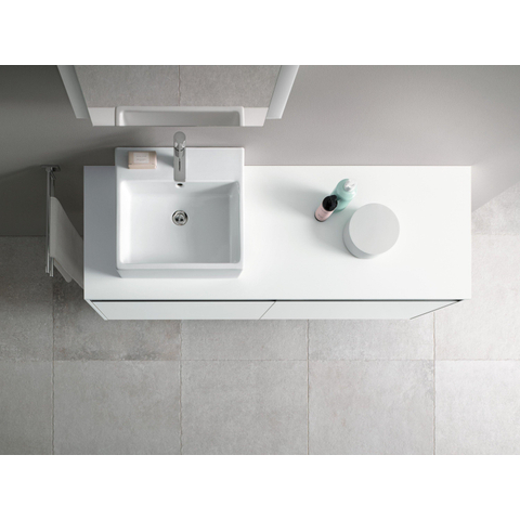 Duravit Ketho.2 Wastafelonderbouwkast - inclusief consoleplaat - met 2 laden - voor waskom links - 160x55x45.9cm - met handgrepen antraciet - wit supermat SW771993