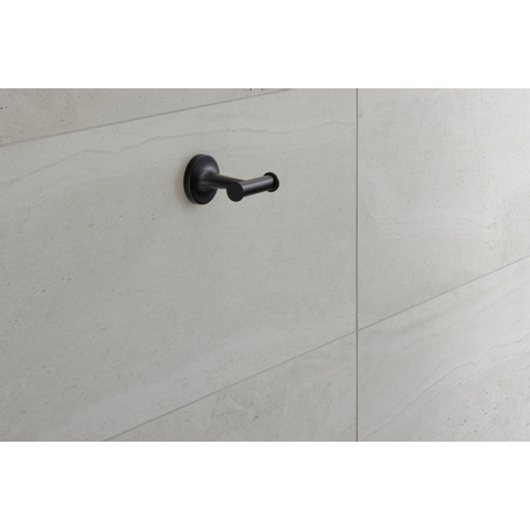 Duravit Starck T Handdoekhaak - dubbel - rond - zwart mat SHOWROOMMODEL SHOW26618