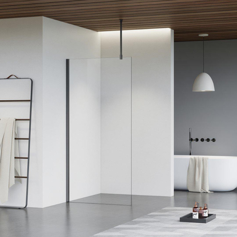 Fortifura Galeria inloopdouche - 180x200cm - helder - glas - plafondarm - PVD - geborsteld gunmetal (antraciet) SW957467