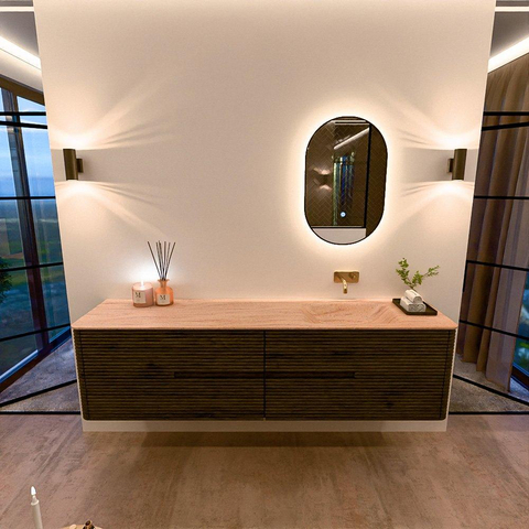 Mondiaz CIRO-DLUX Ensemble de meubles de salle de bains - 190x45x50cm - lavabo en solid surface Saba - 1 vasque à droite - sans trous de robinet - 4 tiroirs - Shadow SW1532743